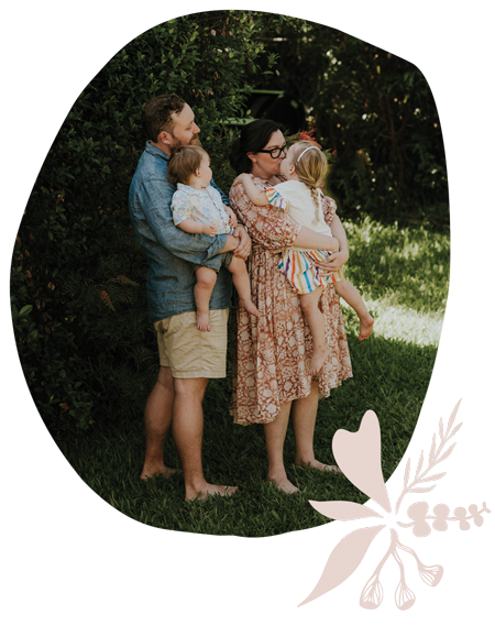 photo of Dr Georgia Heathcote and family in South Brisbane Memorial Park